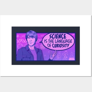 Brian Cox Quote Shirt "Science is the Language of Curiosity" Nerdy Scientist Quotes Posters and Art